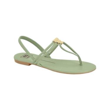 Imagem de Sandália Feminina Moleca Rasteirinha Flat Tiras Duplas Verde Cor:Verde