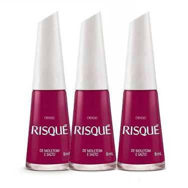 Imagem de Kit 3 Esmalte Risqué Vinho Cremoso Cor De Moletom e Salto 8ml