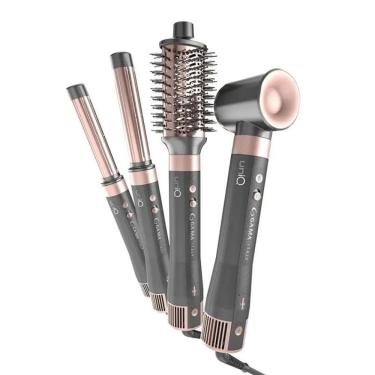 Imagem de Secador e Modelador Gama Uniq Aura 1500W Tecnologia Tourmaline 4 Temperaturas Cinza-Rose Ga.Ma Italy 220V