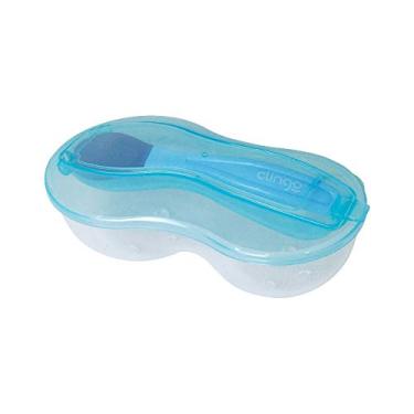 Imagem de Clingo Prato Com Divisória E Colher De Silicone Azul Transparente/Azul Tamanho Único