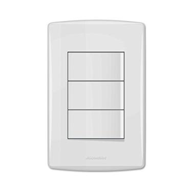 Imagem de Conjunto com 3 Interruptores Paralelos com Placa 4X2, Alumbra, Siena 6534, Branco