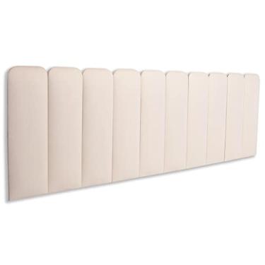 Imagem de Cabeceira King Modulada Arredondada Cama Box 200 cm x 60 Cm Kit 10 Placas Blu Interiores Cor:SUEDE Creme