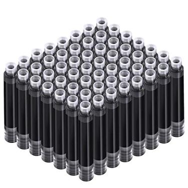 Imagem de 60 cartuchos de tinta para caneta-tinteiro, refil de caneta-tinteiro, cartuchos curtos com diâmetro de furo de 3,4 mm para caligrafia e escrita fina, 5 x 0,7 cm (preto)