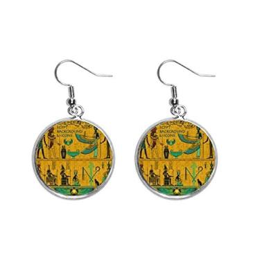 Imagem de Brinco feminino de prata com padrão de arte de faraó do antigo Egito