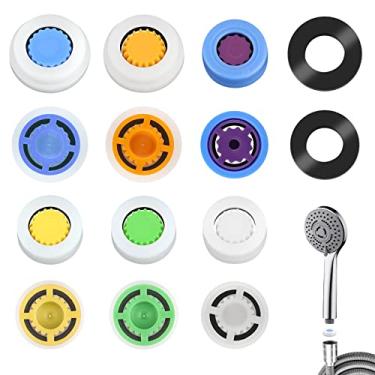 Imagem de AIEX 12 peças de restrição de fluxo de água, regulador limitador de redução de fluxo de chuveiro de múltiplas especificações, 1,2/1,5/1,8/2,0/2,2/2,5 GPM para economia fixa de água (15 mm de diâmetro)