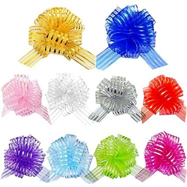 Imagem de FQTANJU 10 peças de laço de organza de cor mista grande laço de embrulho de presente com fita para cestas de presente de casamento, 15 cm