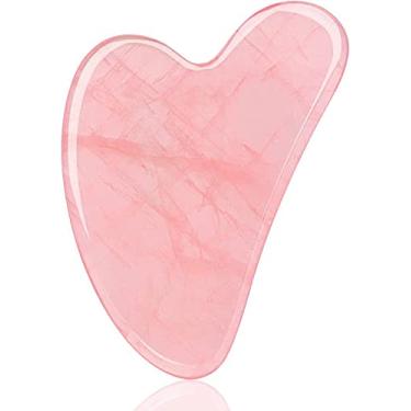 Imagem de Ferramenta facial Gua Sha natural: Pedra de jade Gua Sha Ferramentas de massagem Pedra de cristal para pele do corpo facial para terapia de acupuntura SPA Tratamento de ponto de gatilho (verde jade) (rosa rosa)