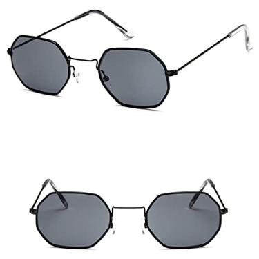 Imagem de Óculos de sol de metal poligonal feminino retrô armação pequena óculos de sol feminino óculos de sol para homens lente oceano gafas de sol, 7, china