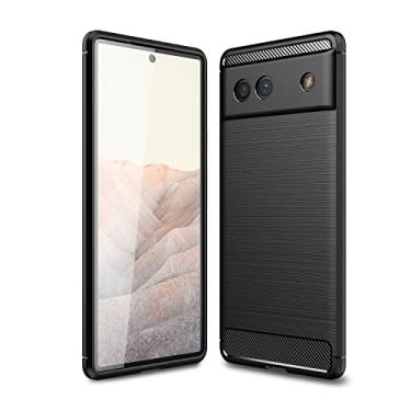 Imagem de For Google Pixel 6a Brushed Carbon Fiber Texture Shockproof TPU Phone Case