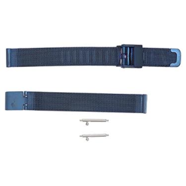 Imagem de Pulseira De Relógio De Aço Inoxidável Tecida Em Malha, Acessório De Pulseira De Reposição Flexível Para Homens E Mulheres, Azul (22 Mm)