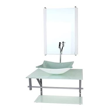 Imagem de GABINETE DE VIDRO PARA BANHEIRO 60CM AC CUBA RETANGULAR BRANCO FULL