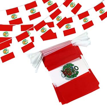 Imagem de Anley Peru String Flag Pennant Banners, Eventos Patrióticos 28 de julho Decoração do Dia da Independência Peruana Barras Esportivas - 33 pés 38 bandeiras
