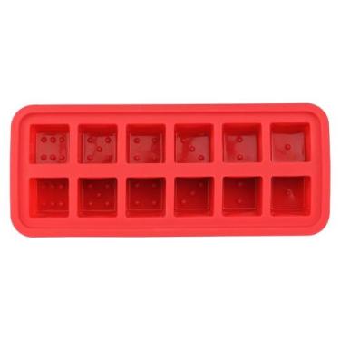 Imagem de Forma De Gelo - Silicone - 12 Cubos De Gelo - 25,5X10,5X3cm - Vermelho