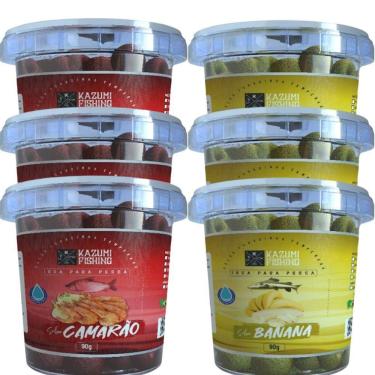 Imagem de 6 Ração Furadinha 90gr Pesca Essência Camarão E Banana