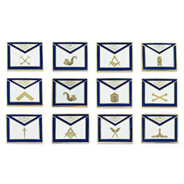 Imagem de Avental oficial (conjunto de 12 pinos) Pino de lapela maçônica – [azul e branco] [1,9 cm de largura]