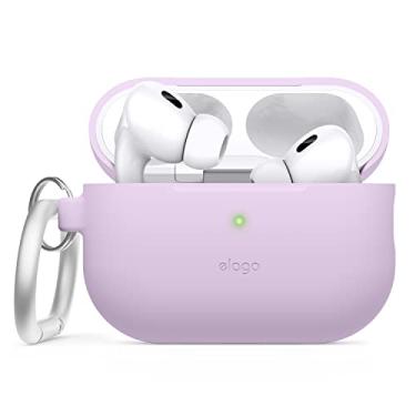 Imagem de elago Compatível com AirPods Pro 2 (2022), capa de silicone com chaveiro, LED frontal visível, suporta carregamento sem fio [lavanda]