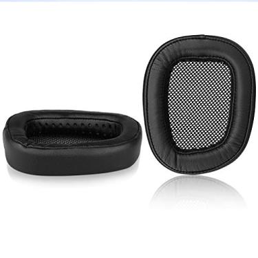 Imagem de Jarmor Capa de reposição de espuma viscoelástica e tecido de malha para fones de ouvido Logitech G433 G233 G PRO (preto e couro)