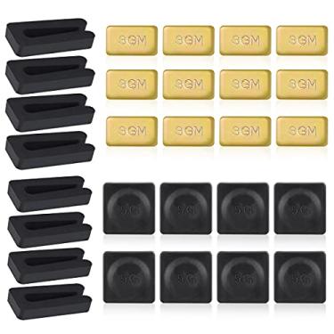 Imagem de Kit de balanceamento de lâmina de ventilador de teto com 8 conjuntos incluindo 12 peças de metal autoadesivo ouro 3G peso, 8 peças de metal autoadesivo preto 5G peso e 8 peças de clipe de equilíbrio de ventilador de plástico