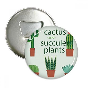 Imagem de Ilustração de cacto em vaso de suculentas com ilustração de cacto, abridor de garrafa, emblema multifuncional