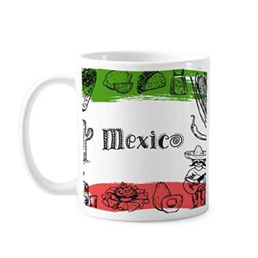 Imagem de Caneca mexicana com desenho de cacto cerâmica xícara de porcelana de café louça