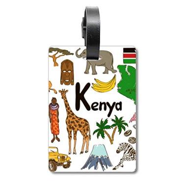 Imagem de Kenya Landscap Animals Bandeira nacional mala etiqueta cartão de bagagem etiqueta, Multicolorido.
