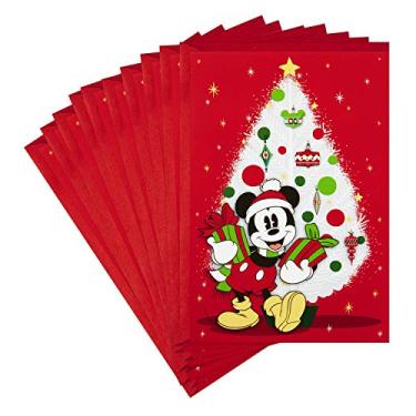 Imagem de Hallmark Pacote de cartões de Natal da Disney, Mickey Mouse alegre (10 cartões com envelopes)