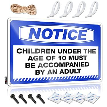 Imagem de Sinais adultos para homem aviso de caverna crianças menores de 10 anos devem ser acompanhadas por um adulto placa de lata cartazes de bar placas de rua para quarto (tamanho: 20X30cm)