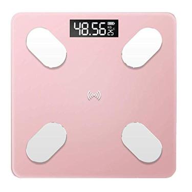 Imagem de balanças de banheiro digital, balança de peso, balança de gordura corporal digital bluetooth, bmi, balança de peso de banheiro digital inteligente, app, 180 kg, rosa