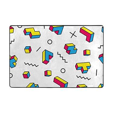Imagem de My Little Nest Tapete infantil colorido Tetris para bebês, tapete antiderrapante para sala de estar, quarto, sala de jantar, sala de aula, tapete leve de 1,2 m x 1,8 m
