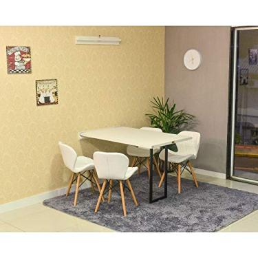 Imagem de Conjunto de Mesa Dobrável Retrátil 120 x 75 Branca + 4 Cadeiras Slim - Branca
