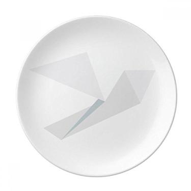 Imagem de Origami abstrato branco padrão de pombo prato decorativo de porcelana salver talheres, prato de jantar