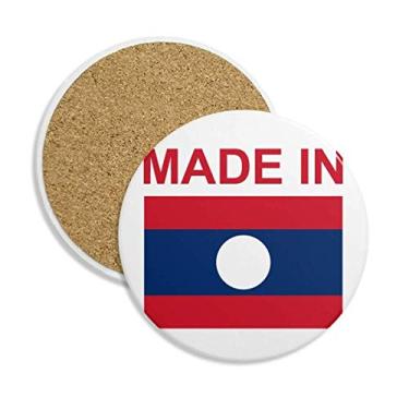 Imagem de Caneca de porta-copos Made In Laos Country Love Coaster Cup com proteção de mesa, pedra absorvente