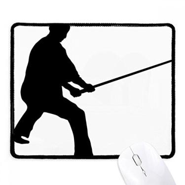 Imagem de Shaolin Stick Mouse pad chinês Kung Fu arte marcial borda costurada tapete de borracha para jogos