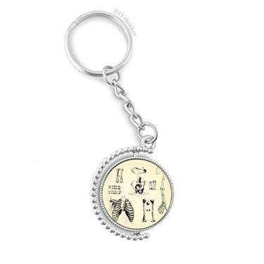 Imagem de Chaveiro giratório de esqueleto humano, desenho da sorte, acessório de disco e clipe de corrente