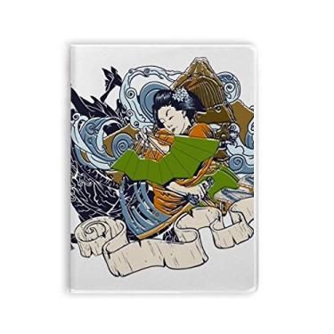 Imagem de Quimono japonês feminino Samurai espada caderno capa de goma diário capa macia