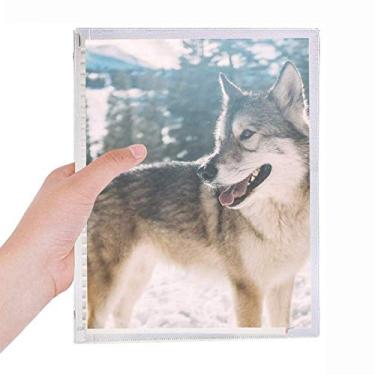 Imagem de Caderno com imagem de neve Smile White Dog Diário de folhas soltas recarregável
