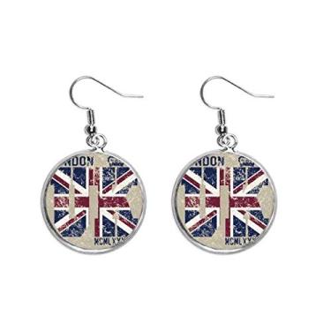 Imagem de Brinco feminino London King Reino Unido Bandeira da União Jack Pingente Prata Pingente Joias