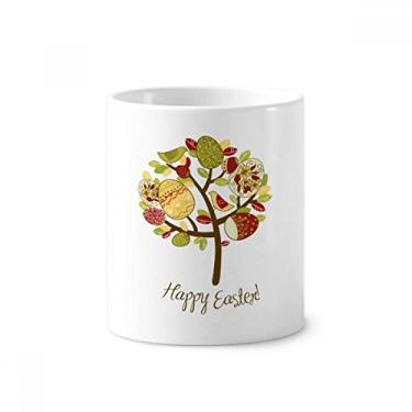 Imagem de Porta-canetas de escova de dentes Happy Easter Religion Festival Egg Tree com suporte de cerâmica