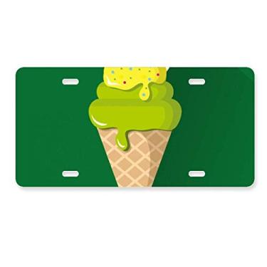 Imagem de DIYthinker Green Matcha Casquinha de sorvete, picolé, placa de licença para decoração de carro, acessório de aço inoxidável