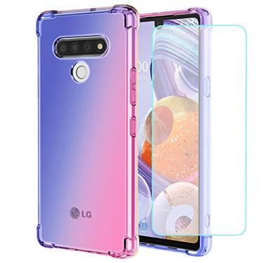 Imagem de Vokuha Capa para LG Stylo 6 com [pacote com 2] protetor de tela de vidro temperado, capa protetora de telefone traseira de TPU à prova de choque para LG Stylo 6 (azul/rosa)