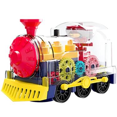 Imagem de Conjunto de Trem Elétrico, Trem de Engrenagem Elétrico Transparente Com Luz Musical, Brinquedo Giratório, Presente de Aniversário para Crianças, Brinquedos Musicais para Crianças