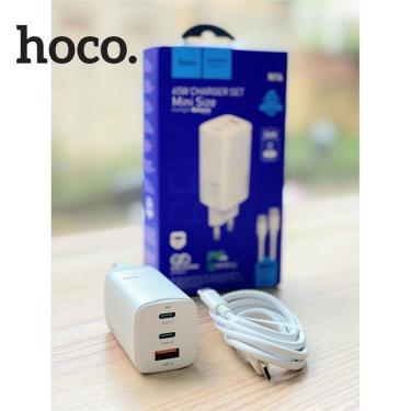 Imagem de Carregador Gan Hoco. 65W Três Portas  2C1A  Com Cabo Tipo-C