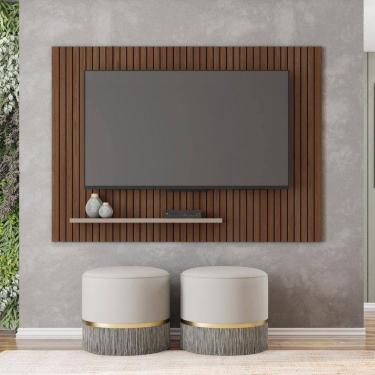 Imagem de Painel para TV até 70 Polegadas Frisos Decorativos Valença Caemmun Havana/Cinza