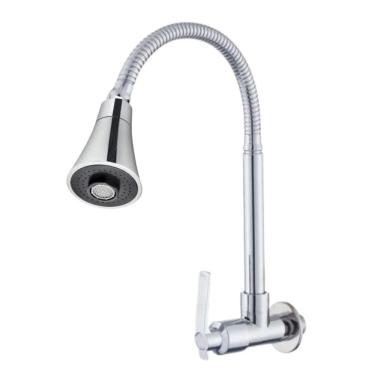 Imagem de Torneira Cozinha Pia Gourmet Parede Flexível Metal Inox