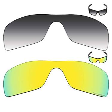 Imagem de Mryok+ 2 pares de lentes polarizadas de substituição para óculos de sol Oakley Batwolf – Cinza dégradé Tint/Ouro 24K