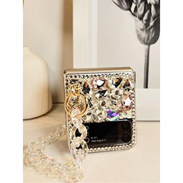 Imagem de Para Zflip4 Bling Glitter Diamond Crystal Pulseira Capa com corrente para Samsung Galaxy Z Flip 5 Z Flip 4 5G Zflip3 Zflip Zfold4 Zfold3 Capa, para Z flip 1 2