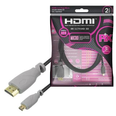 Imagem de PIX Cabo Micro HDMI X HDMI 2.0 4K ULTRAHD, 2 Metros