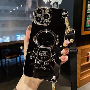 Imagem de Capa de suporte de telefone com cordão crossbody de astronauta para iPhone 13 12 11 14 Pro Max XR XS Max X 7 8 6 6S Plus Mini capa de silicone com suporte, 4, para iPhone SE 2020