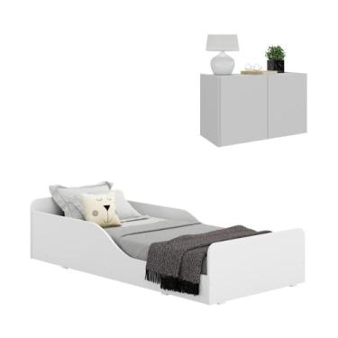 Imagem de Minicama Montessoriana para Colchão 70 x 150cm com Mesa de Cabeceira Multimóveis Mp4172 Branca