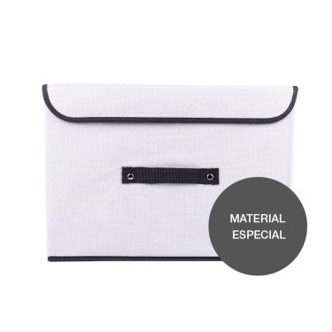 Imagem de Caixa Organizadora Tecido C/ Tampa Vizapi Un Classic M 38x27x20Cm Branco Cinza